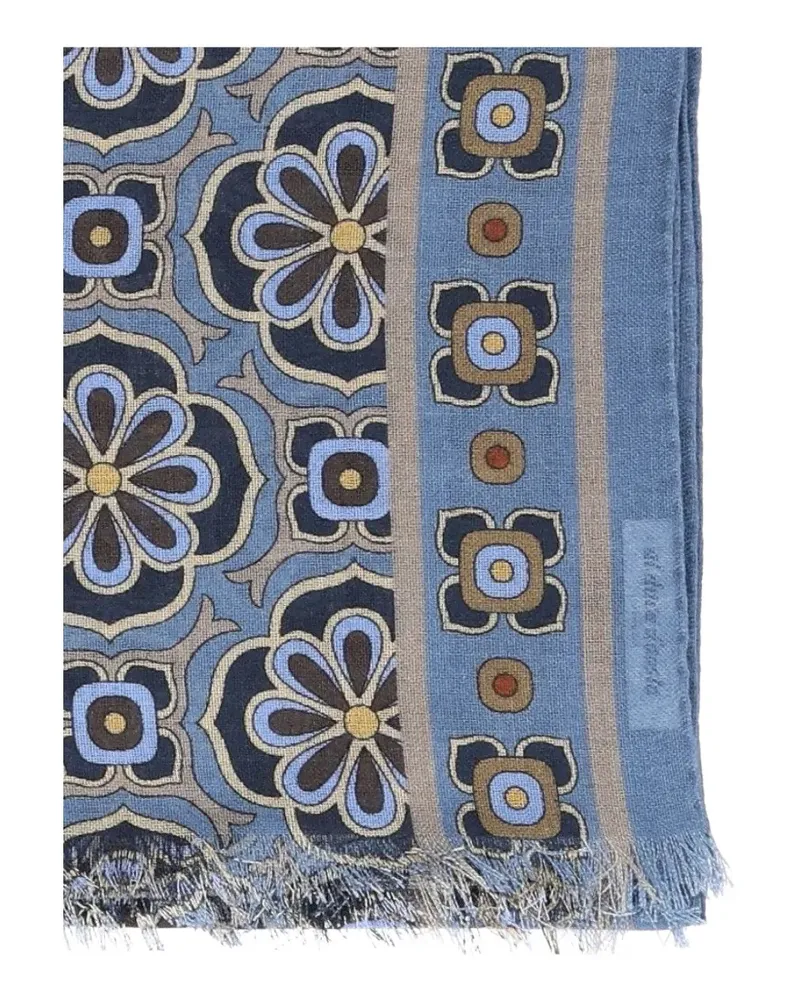 Al Duca D’Aosta 1902 floral-print wool scarf - Blau Blau