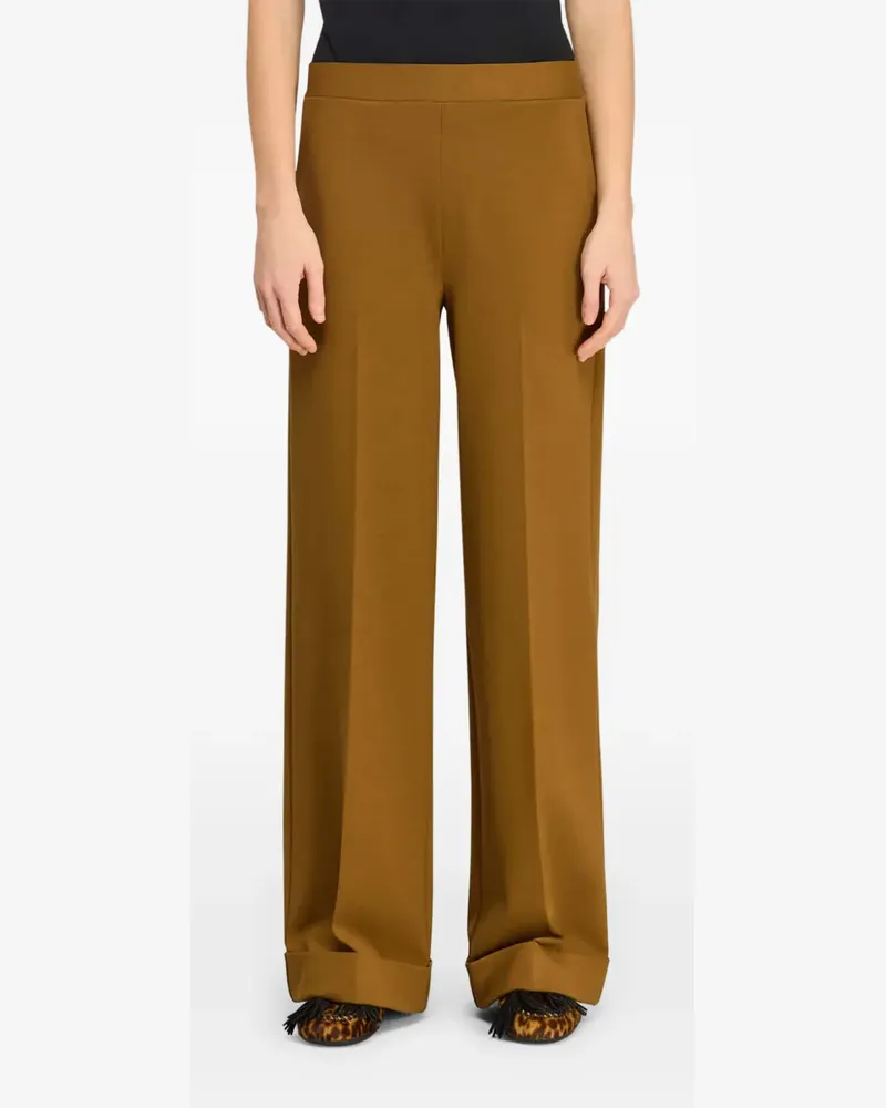 Semicouture Coline pressed-crease turn-up trousers - Braun Braun