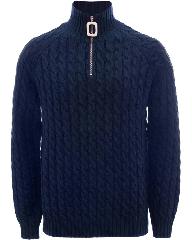 J.W.Anderson Henley Pullover mit Zopfmuster - Blau Blau