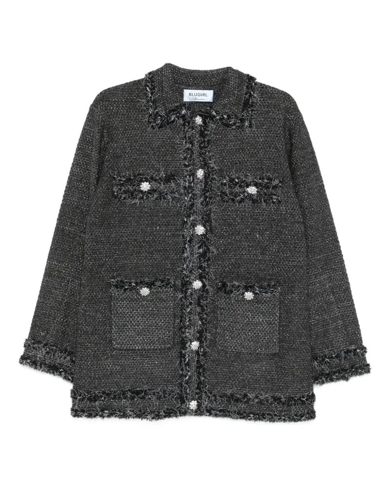 Blumarine Geknöpfter Cardigan mit Fransen - Grau Grau