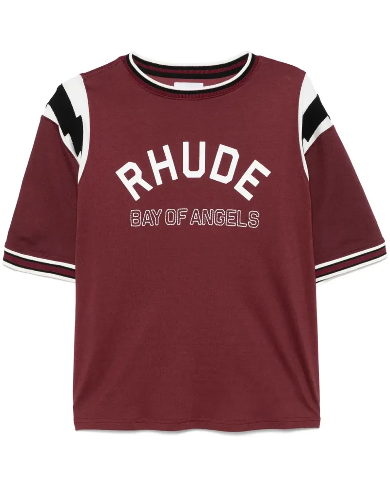 RHUDE T-Shirt mit Blitzmotiv Rot