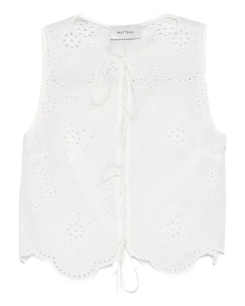 Matteau broderie tie top - Weiß Weiß