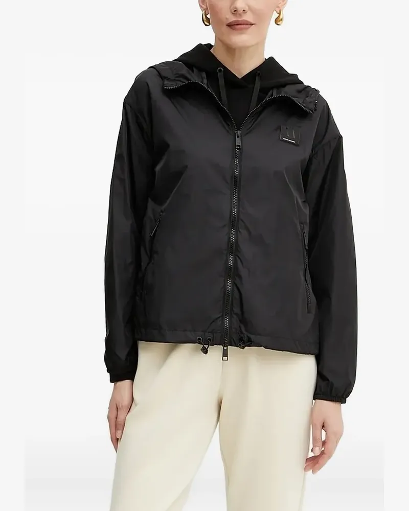 Armani Exchange Kapuzenjacke mit Logo-Schild - Schwarz Schwarz