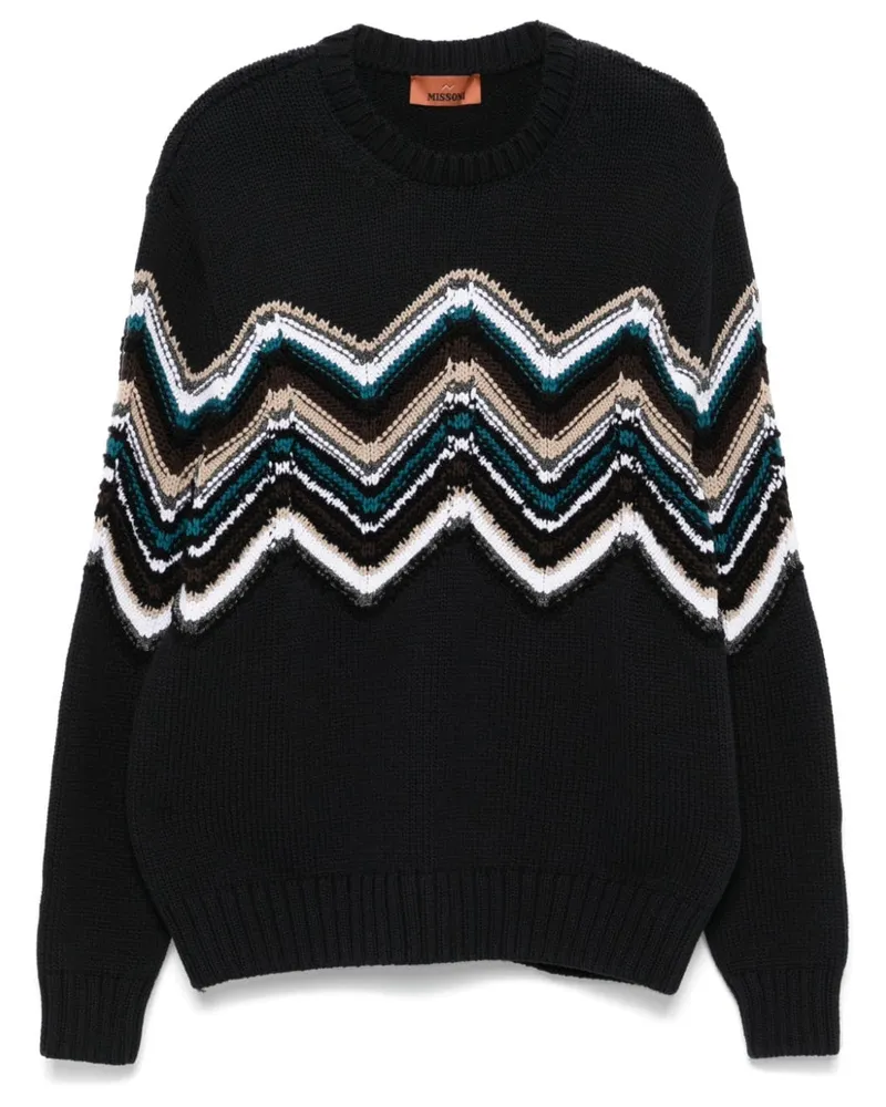Missoni Sweatshirt mit Zickzack-Stickerei Blau