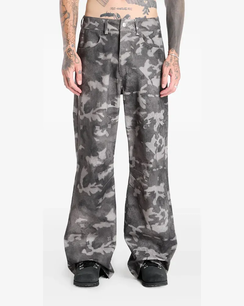 MISBHV camo-print log-detail trousers - Grau Grau