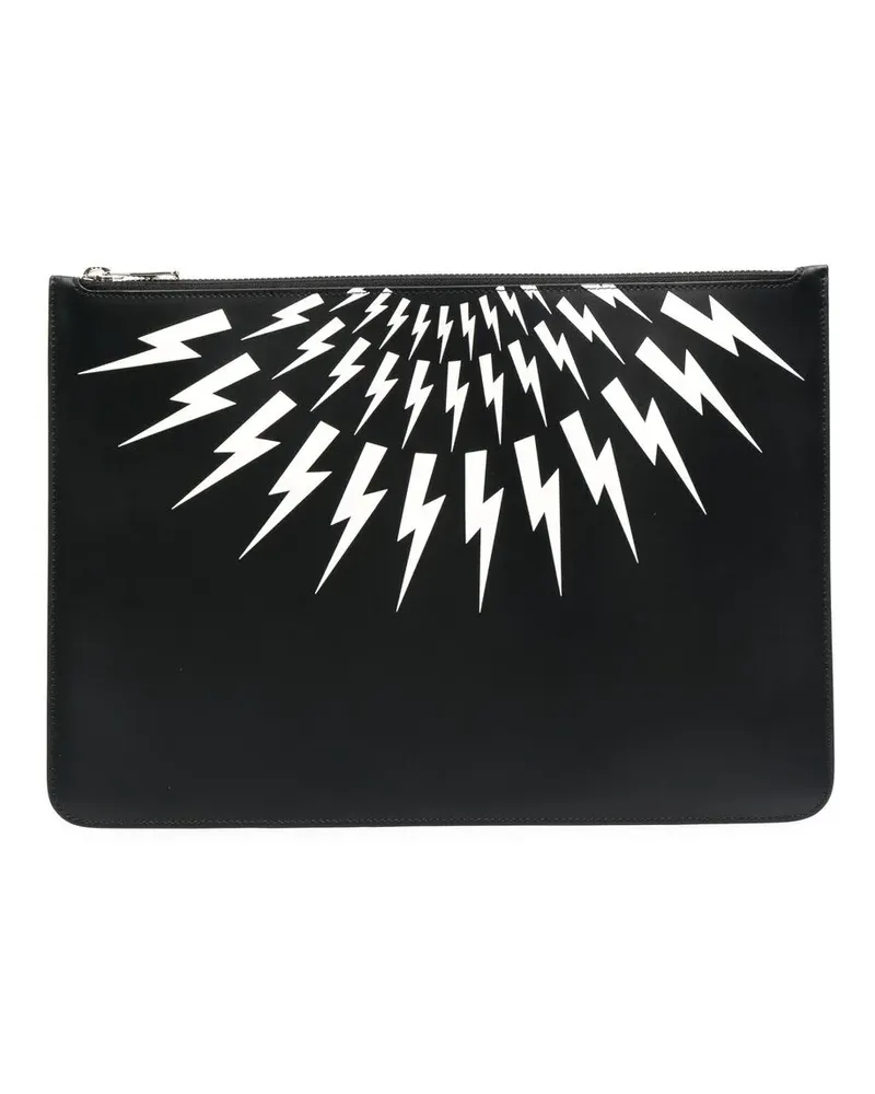 Neil Barrett Clutch mit Blitz-Print - Schwarz Schwarz