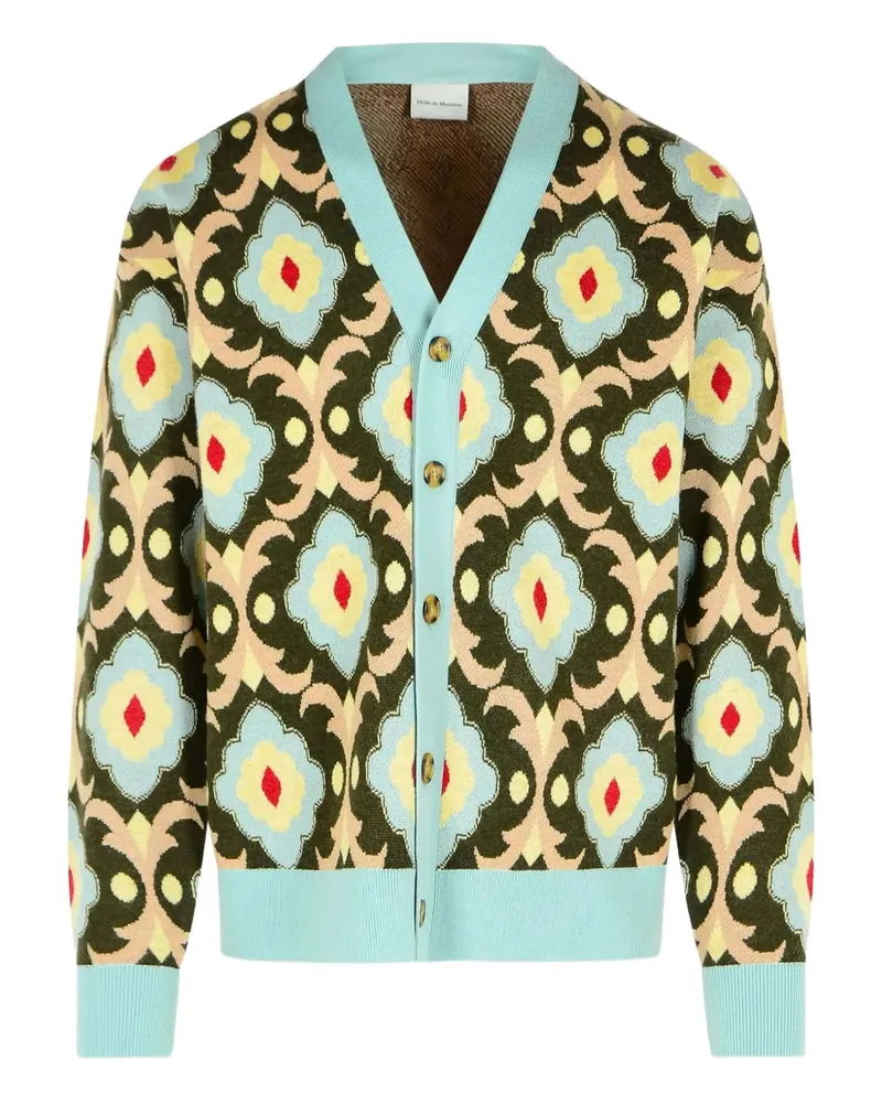 Drôle de Monsieur Cardigan aus La Maille Tapisserie-Jacquard - Grün Grün