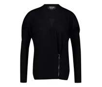 Cardigan in Wickeloptik - Schwarz