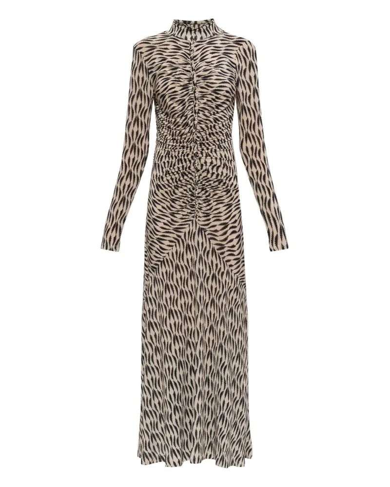 Ulla Johnson Ida long-sleeve ruched turtleneck maxi dress - Nude Nude