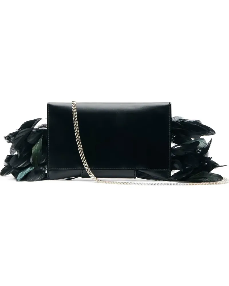 Patrizia Pepe feather-trim clutch bag - Schwarz Schwarz