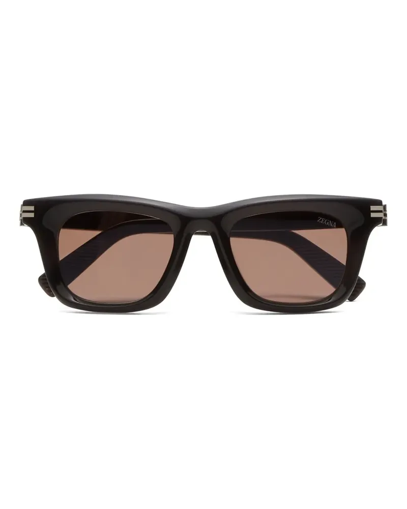 Ermenegildo Zegna Eckige Oversized-Sonnenbrille - Schwarz Schwarz