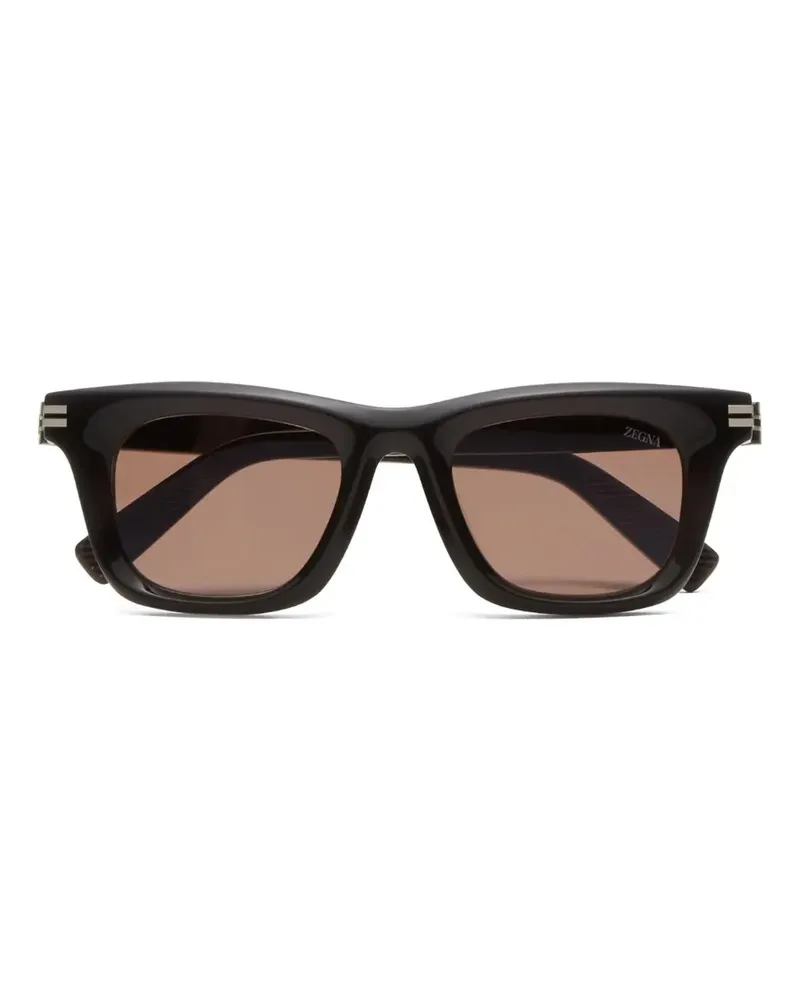 Ermenegildo Zegna Eckige Oversized-Sonnenbrille - Schwarz Schwarz
