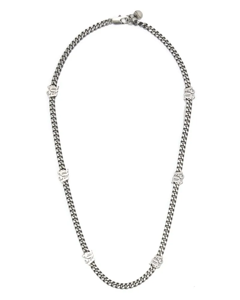 Palm Angels Halskette mit Logo-Schild - Silber Silber