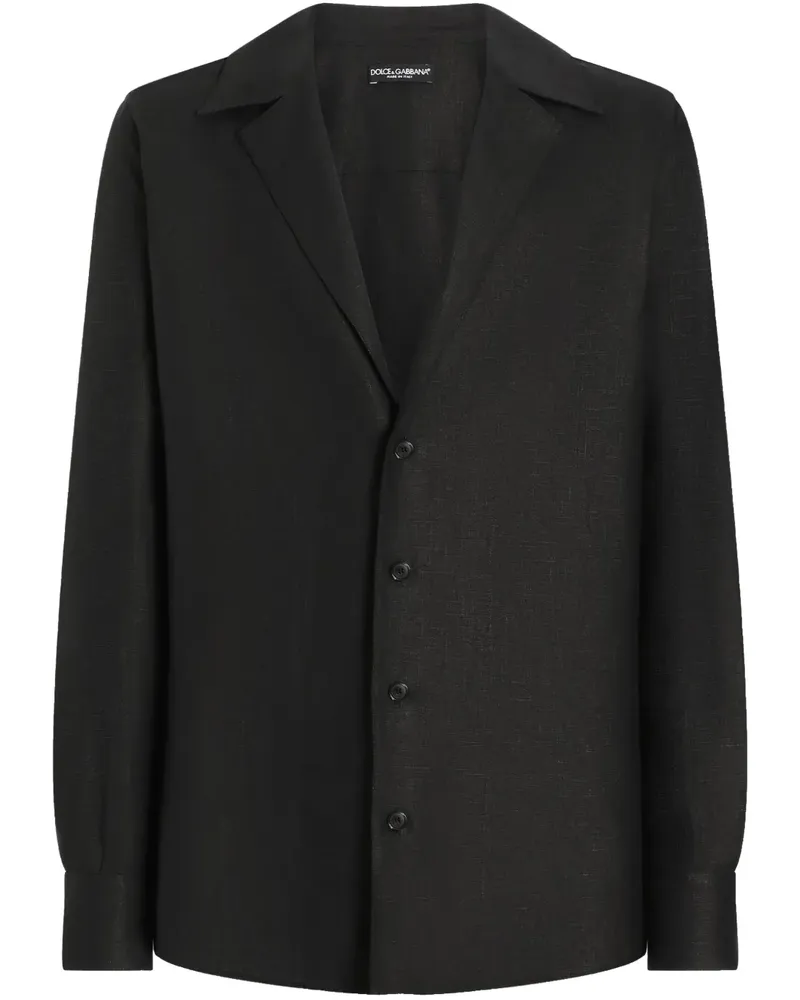 Dolce & Gabbana Hemd mit fallendem Revers - Schwarz Schwarz
