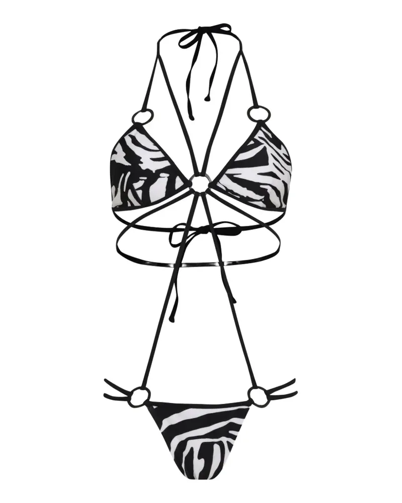 Amir Slama zebra-print swimsuit - Schwarz Schwarz