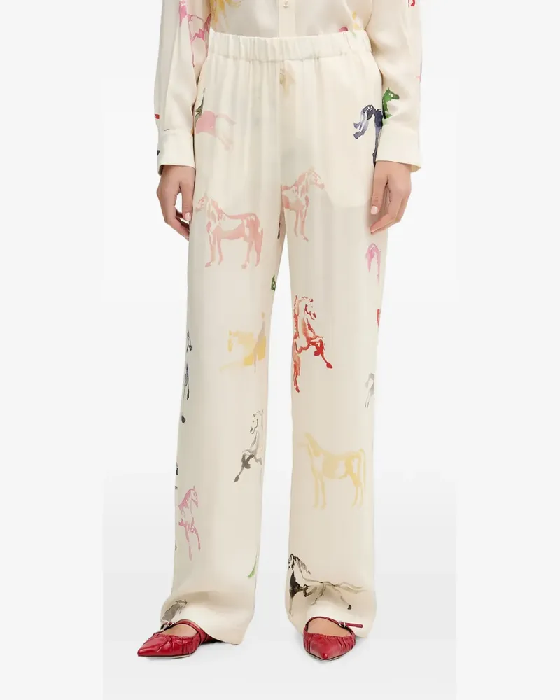 Stine Goya horse-print palazzo pants - Weiß Weiß