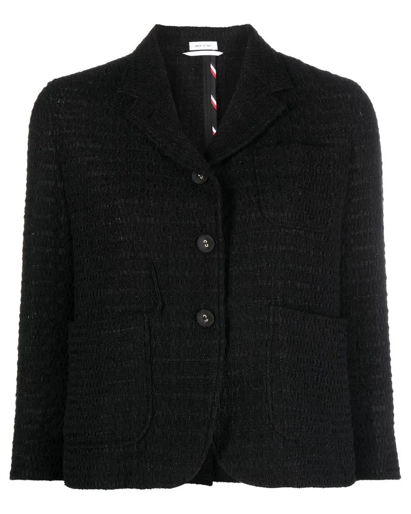 Thom Browne Kurze Tweed-Jacke Schwarz