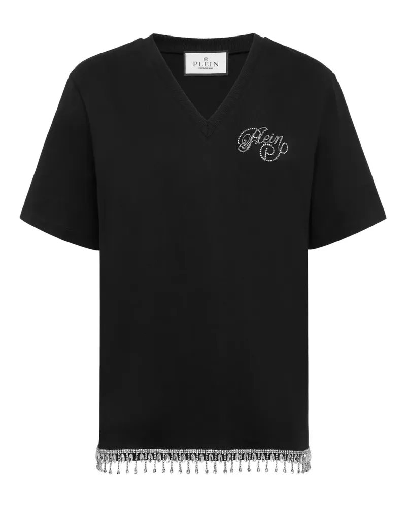 Philipp Plein T-Shirt mit ikonischem V-Ausschnitt - Schwarz Schwarz