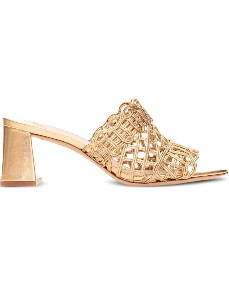 Sophia Webster woven leather block-heel pumps - Gold Gold