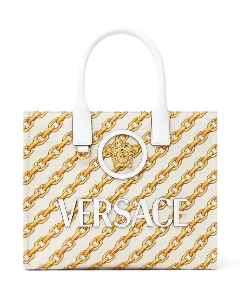 Versace Kleine Chain Stripes La Medusa Tote Bag - Nude Nude