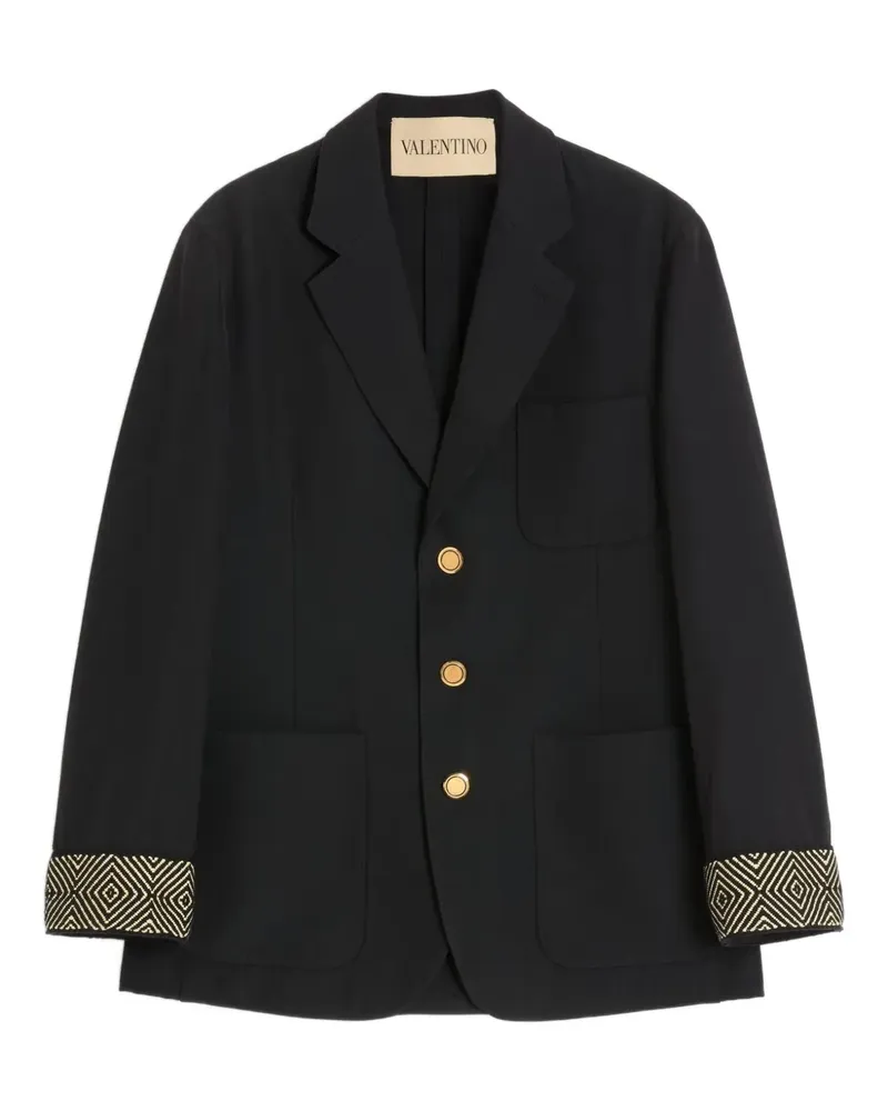 Valentino Garavani Einreihiger Blazer mit Jacquardbesatz - Schwarz Schwarz