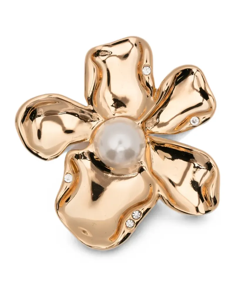 Self-Portrait flower zirconia earrings - Gold Gold