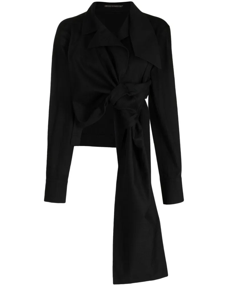 Yohji Yamamoto Geraffte Jacke - Schwarz Schwarz