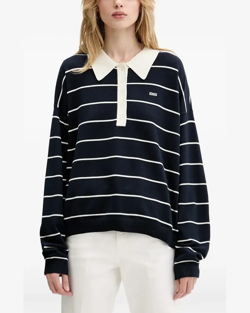 Gestuz striped button polo top - Blau Blau