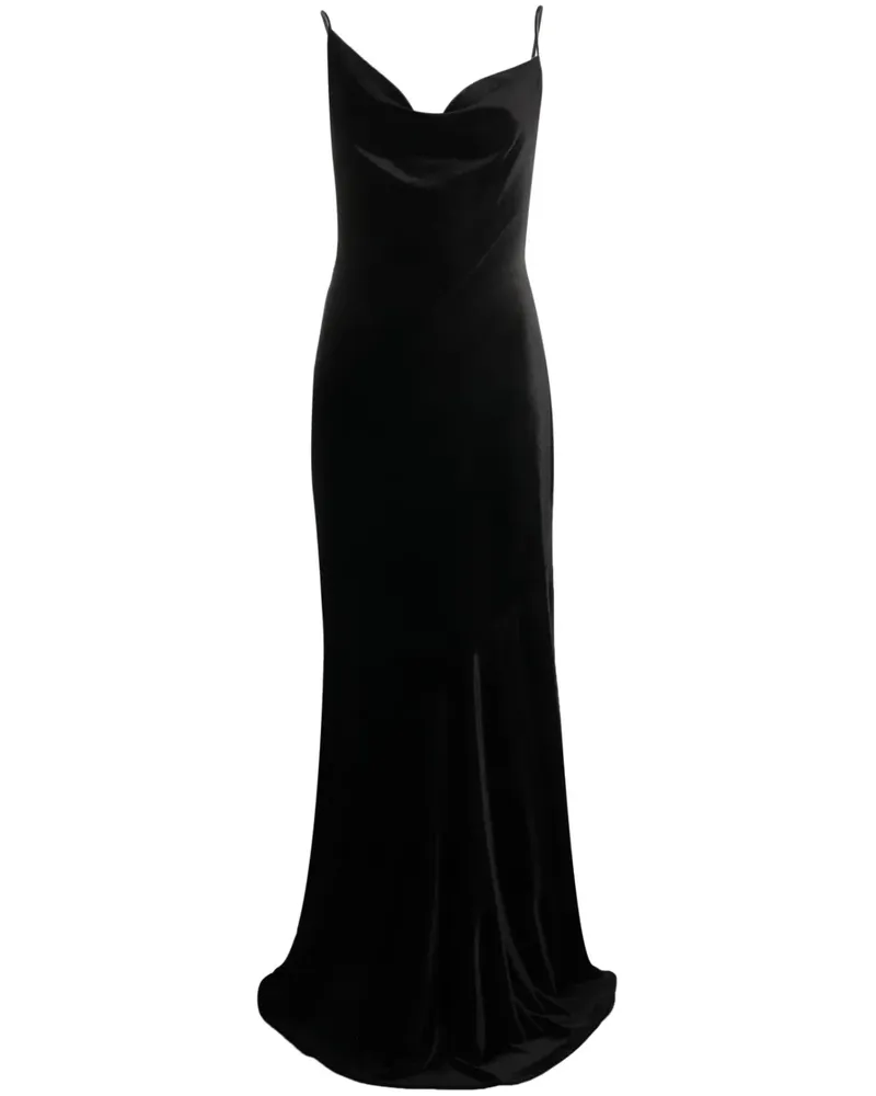 Philosophy Di Lorenzo Serafini Samtkleid mit V-Ausschnitt - Schwarz Schwarz