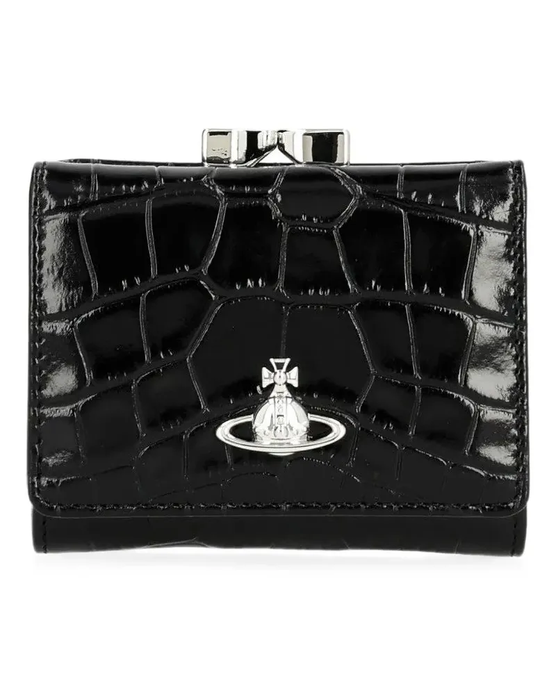 Vivienne Westwood small Orb Bas Relief crocodile-effect leather wallet - Schwarz Schwarz