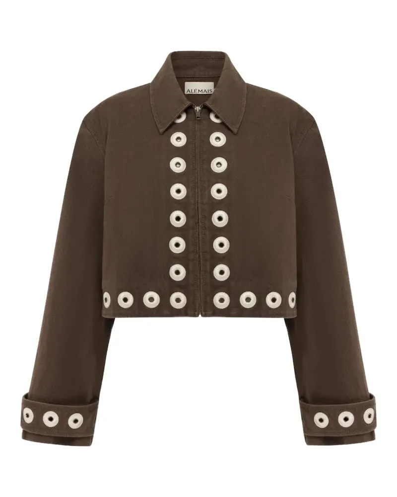ALEMAIS Tobe eyelet-embellished cropped jacket - Braun Braun