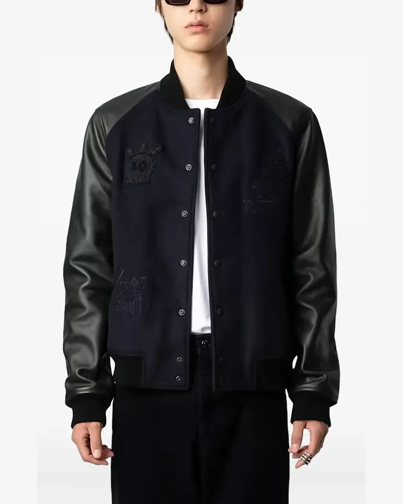 Zadig & Voltaire graphic-motif bomber jacket - Blau Blau