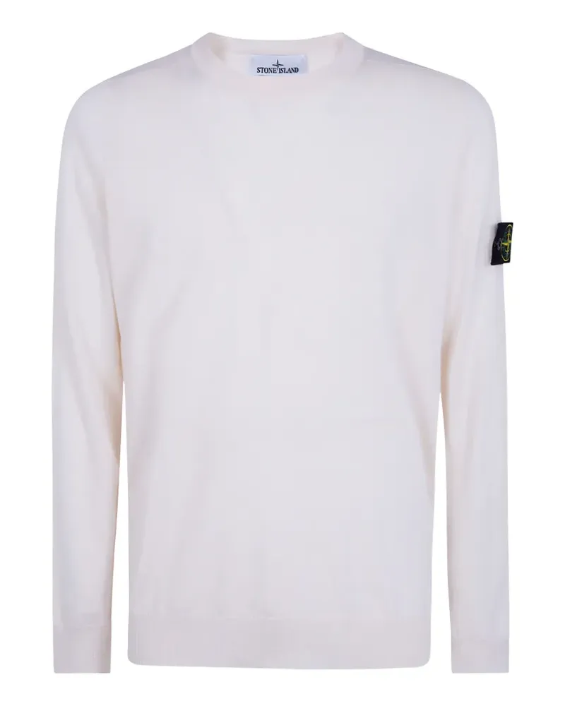 Stone Island logo-patch crew-neck top - Weiß Weiß
