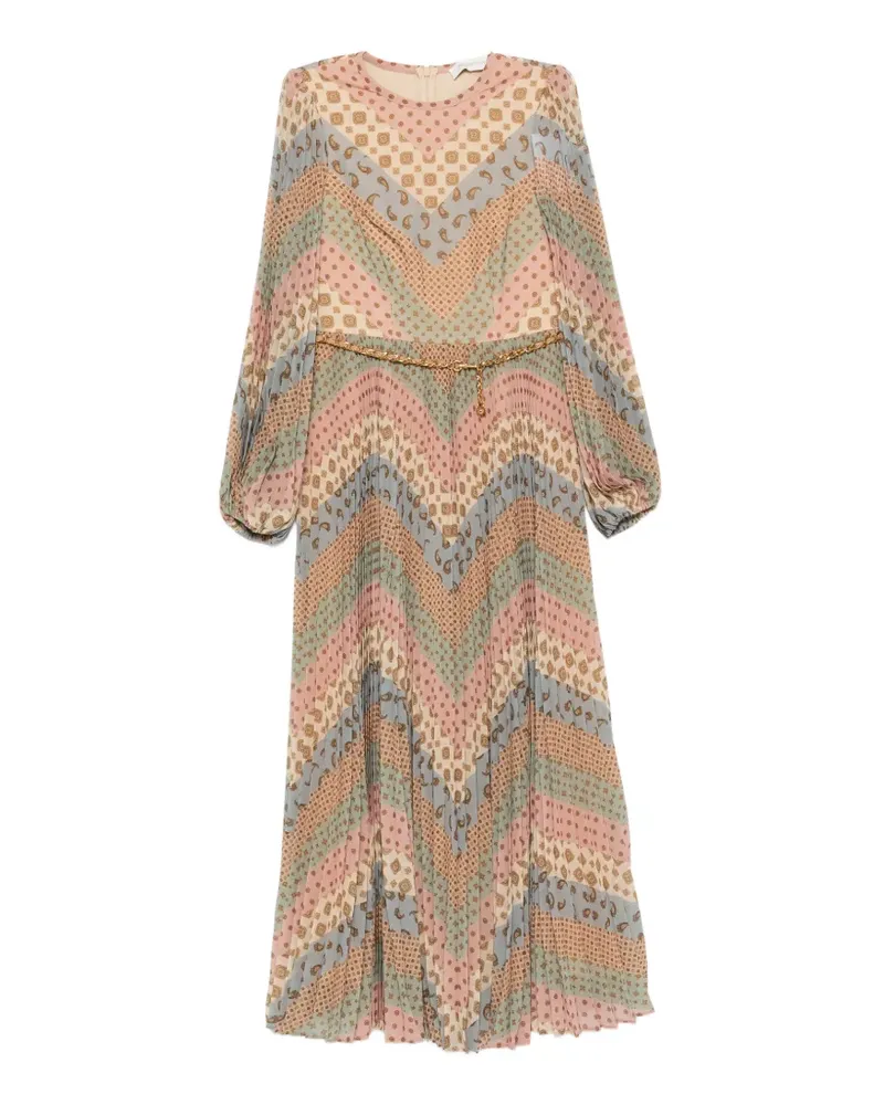 Zimmermann Sunray Midikleid mit Paisley-Print und Falten - Nude Nude