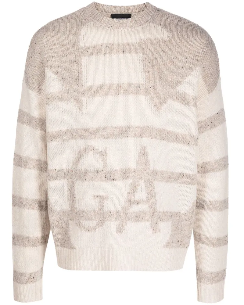 Emporio Armani Pullover mit Intarsien-Logo - Nude Nude