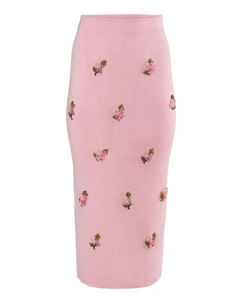 Carolina Herrera New York floral-embroidered midi skirt - Rosa Rosa