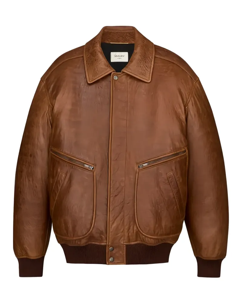 Saint Laurent Bomberjacke aus Leder - Braun Braun