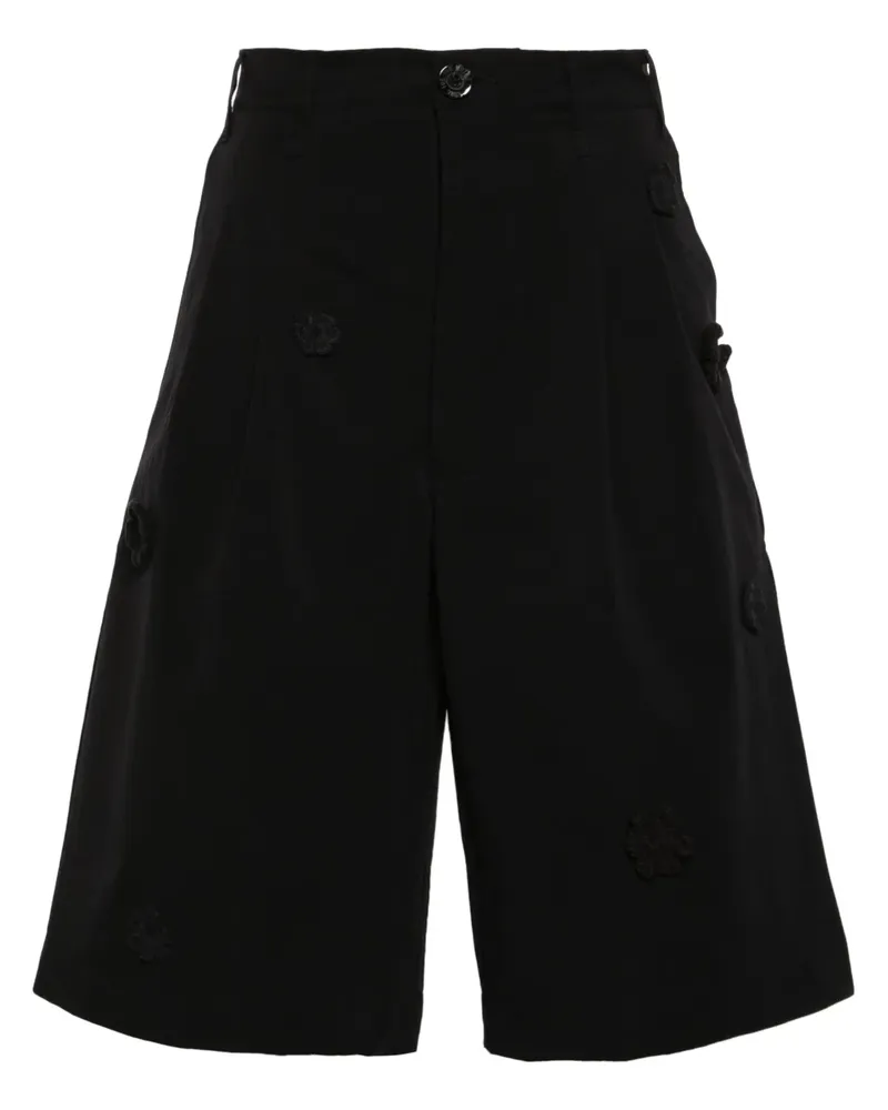 Song For The Mute Klassische Shorts mit Blumenapplikation - Schwarz Schwarz