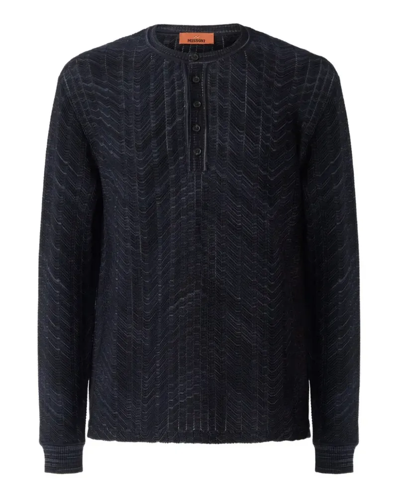 Missoni long-sleeve viscose and cotton Henley shirt - Blau Blau