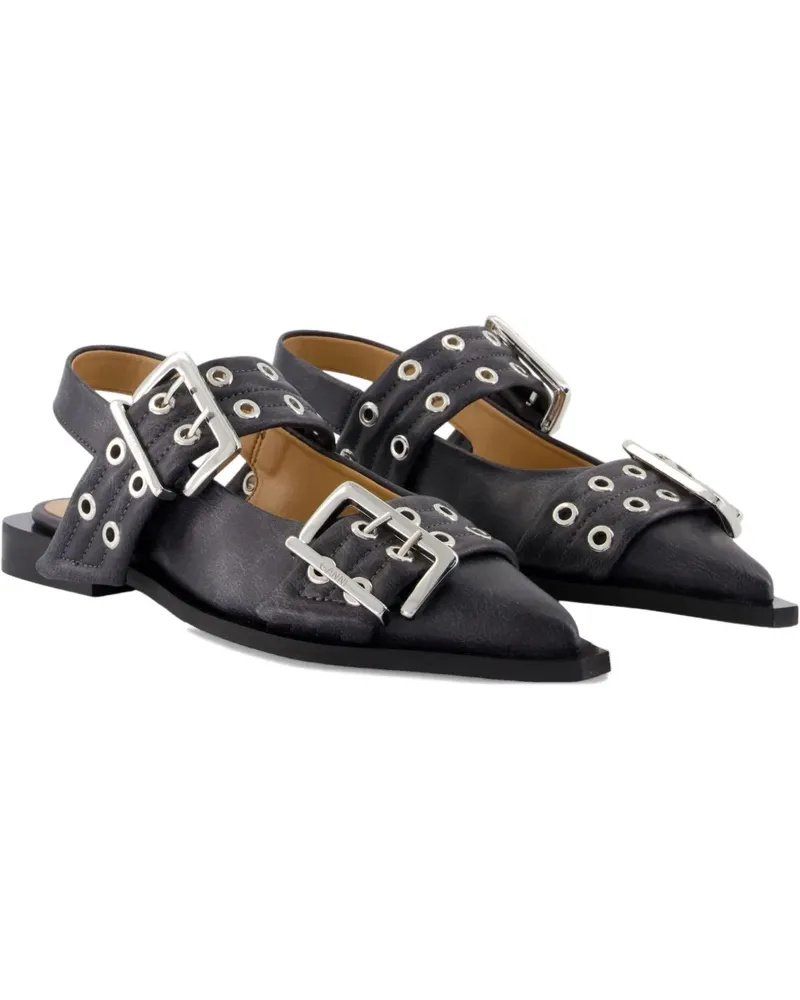 Ganni buckle pointed-toe flats - Schwarz Schwarz