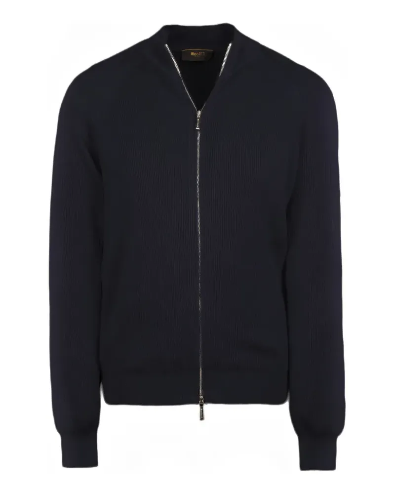 MOORER Dean-Csp zip ribbed cardigan - Blau Blau