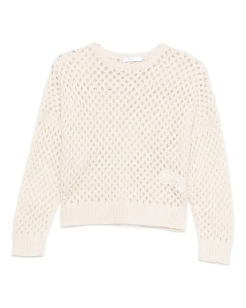 Max Mara Pullover mit Lochstrickmuster - Weiß Weiß
