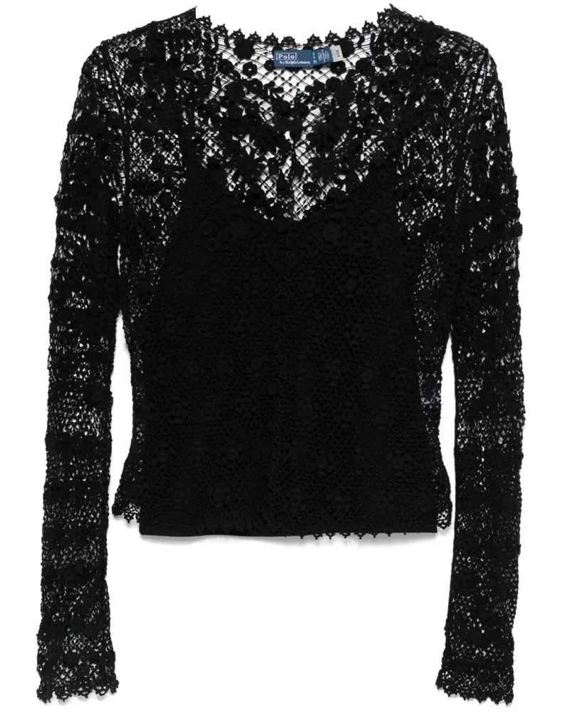 Ralph Lauren Oberteil in Häkeloptik - Schwarz Schwarz