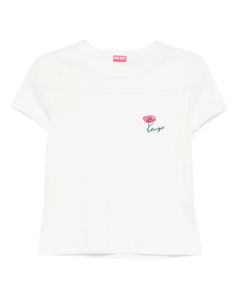 Kenzo T-Shirt mit Blumenstickerei - Weiß Weiß