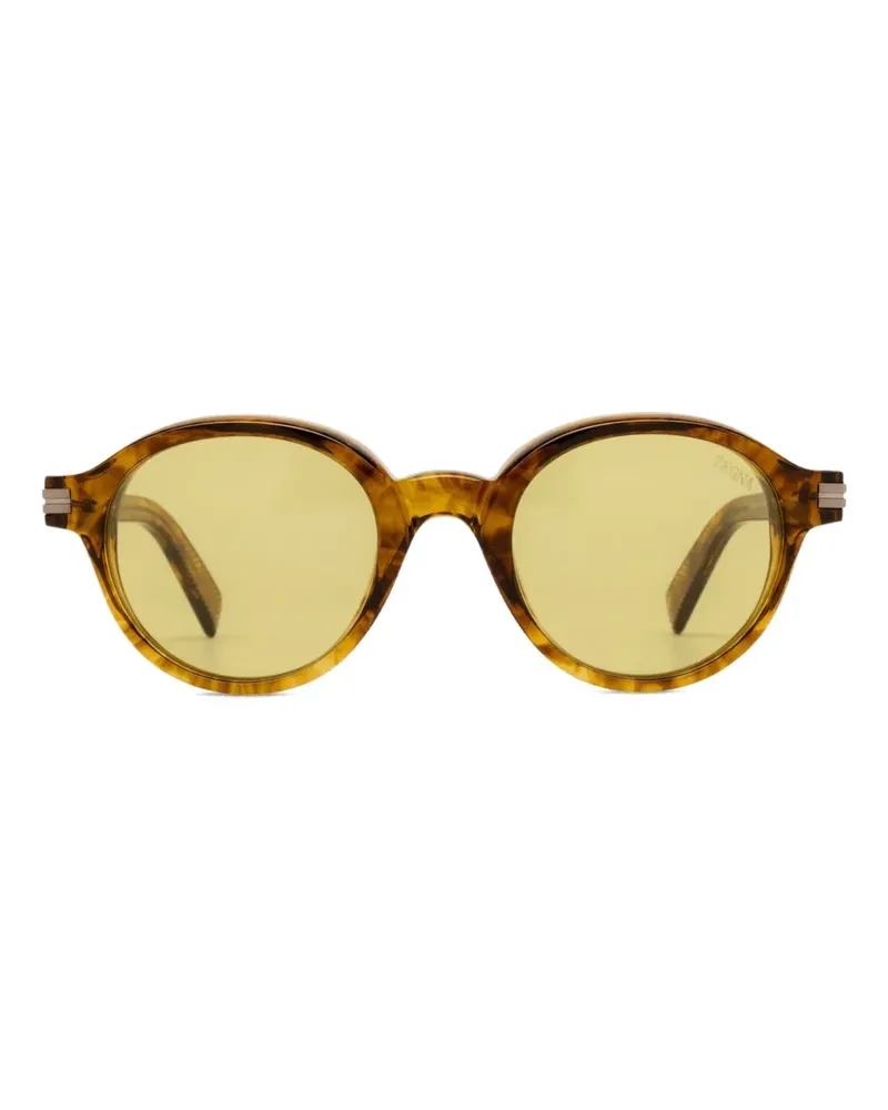 Ermenegildo Zegna Sonnenbrille mit rundem Gestell - Braun Braun