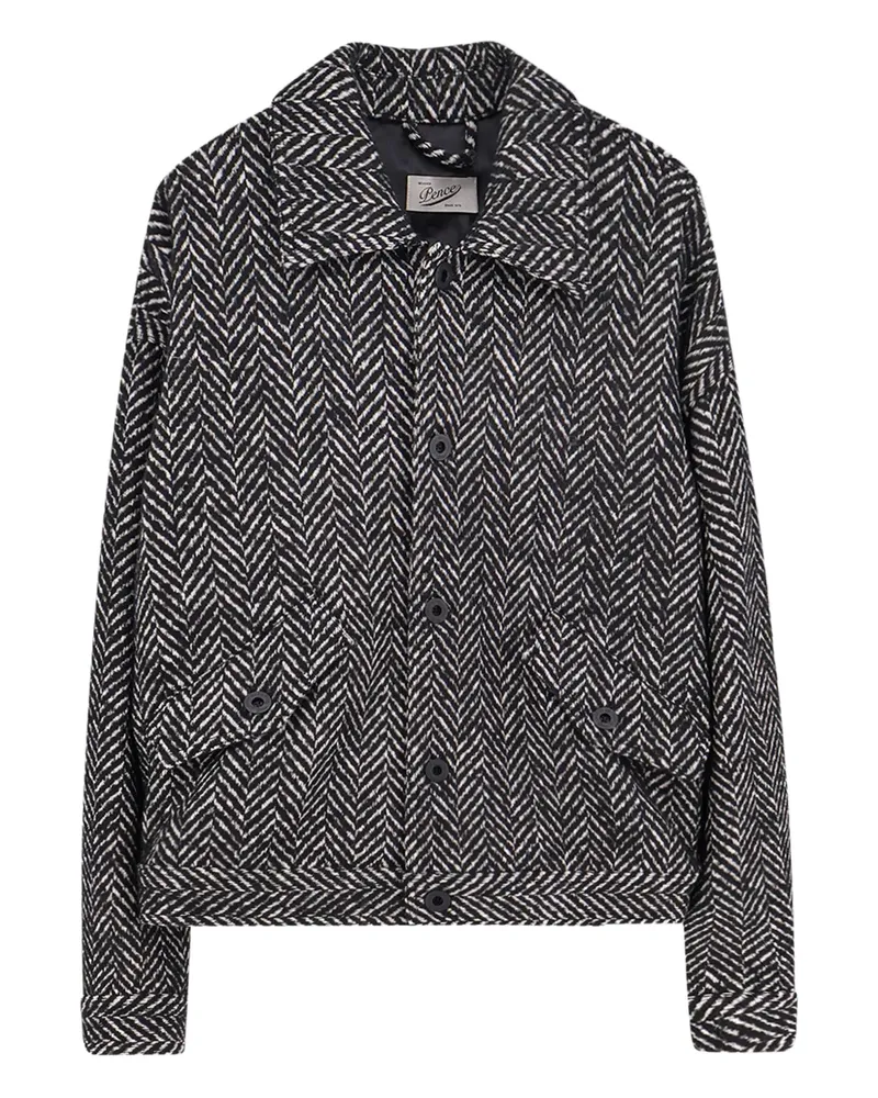 PENCE herringbone-pattern buttoned jacket - Schwarz Schwarz