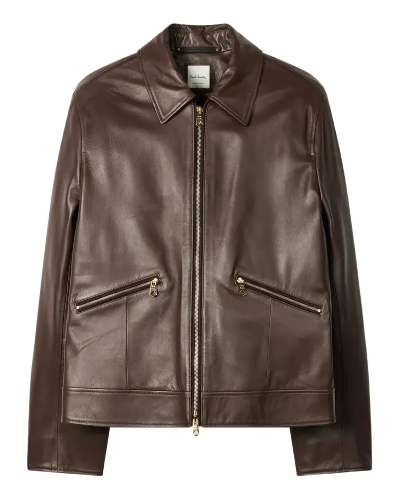 Paul Smith Lederjacke mit Reißverschluss - Braun Braun