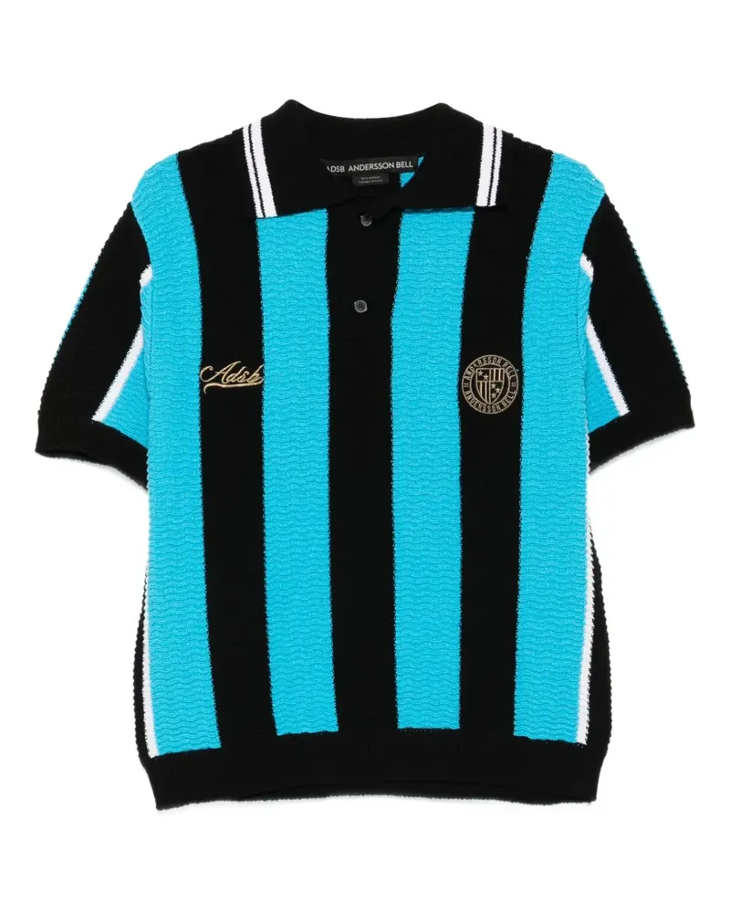 Andersson Bell Gestreiftes Fußball-Poloshirt - BLACK/BLUE Black