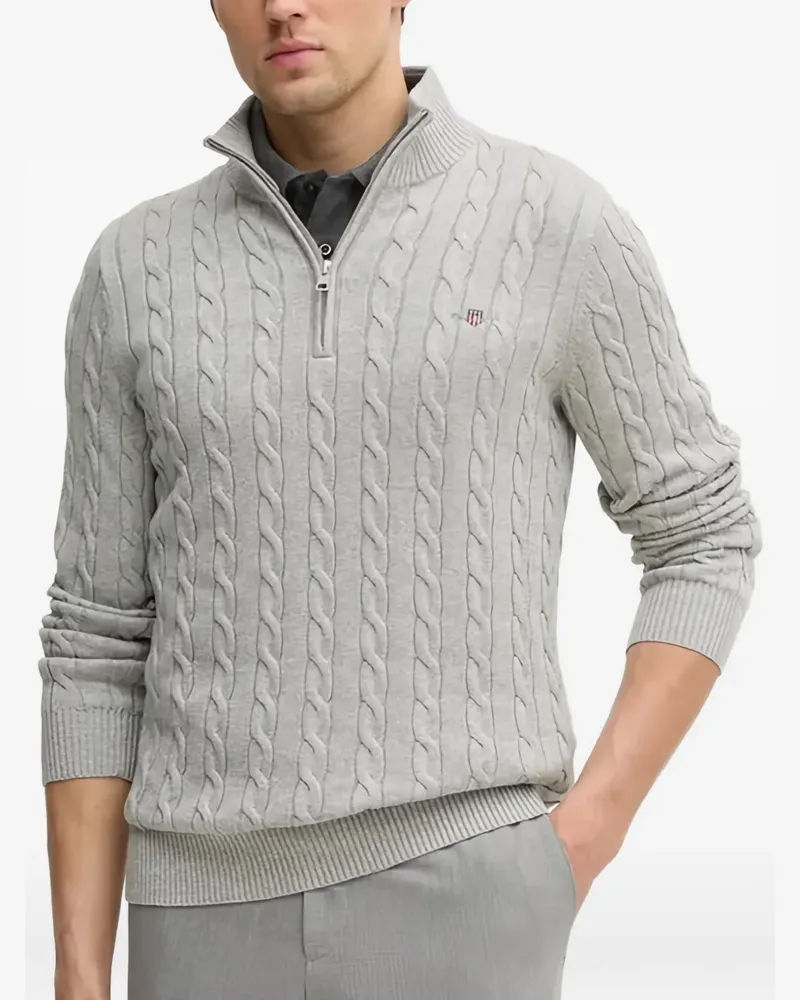 Gant Pullover mit Zopfmuster - Grau Grau