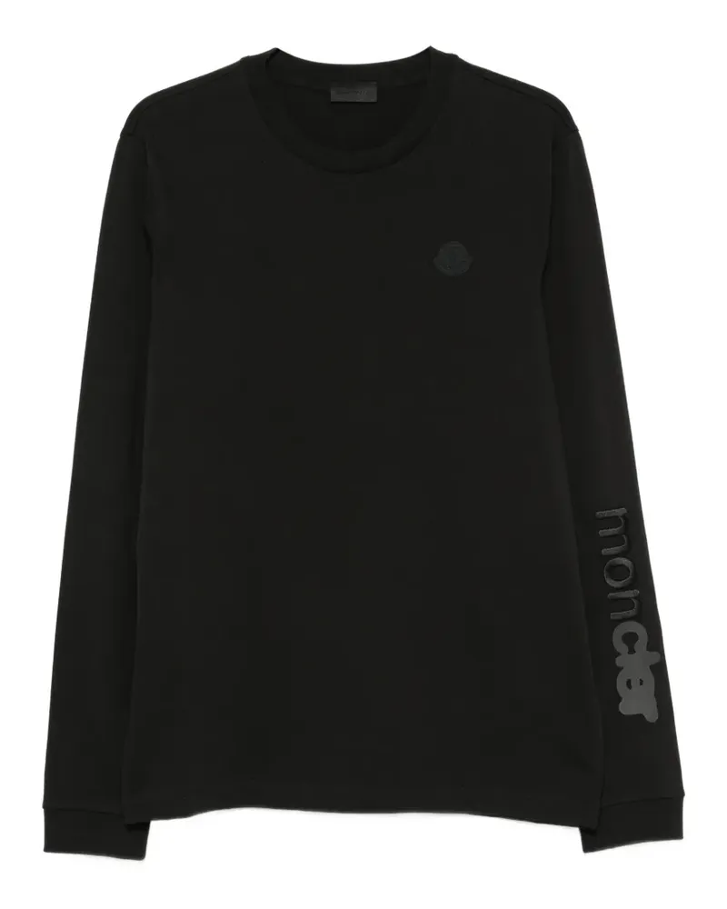Moncler Langarmshirt mit Logo-Patch - Schwarz Schwarz